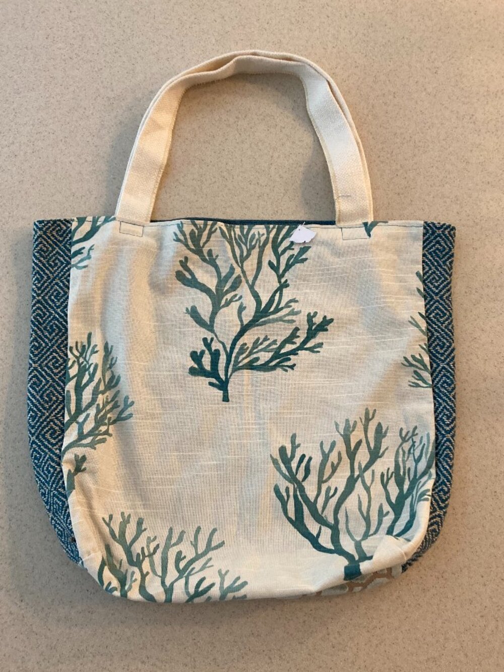 NWOT Handcrafted Tote Blues/Greens - Very Beachy - Picture 6 of 13